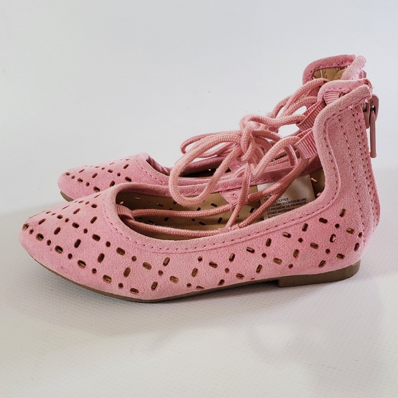 SB01 * Gymboree Girls Lace Up Ballet Flats Pink Size 7 - Picture 5 of 7